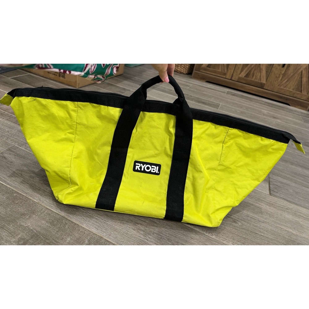 Ryobi Large Contractor Tool Bag Green Black Zipper Carry Storage Tote 19" Work